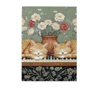 Cafemira 500 Piece Wooden Jigsaw Puzzle for Adult,Two Cats Sleeping on Piano Keys,Exercise Hands on Skills and Thinking,Enjoy the Puzzle Solving Process,Complete with family Friends,