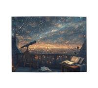 Cafemira 500 Piece Wooden Jigsaw Puzzle For Adults,Telescope On Observation Deck With Stunning Night City View,Exercise Your Hands On Skills,Relieve Stress And Enjoy The Fun Of Solving