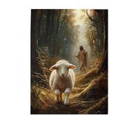 Cafemira 500 Pieces jigsaw Puzzles for Adults,The sheep are running in front,and the priest is chasing behind them,Great for Relaxation and Display,for entertaining with family during holidays