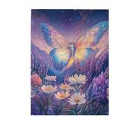 Cafemira 500 Pieces Wooden jigsaw Puzzle,Exquisite Purple Butterfly in Blooming Garden,for Adults,Relax and Enjoy the Fun of Solving,Exercise Hands on Skills and Thinking,Stunning Artwork