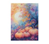 Cafemira 500 Pieces Wooden jigsaw Puzzle for Adults,A colorful watercolor painting of pumpkins,Stunning Artwork,Exercise Hands on Skills and Thinking,Relax and Enjoy the Fun of Solving Puzzles
