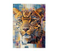 Cafemira 500 Pieces Wooden jigsaw Puzzle for Adults,A leopard in the style of an optical illusion,Relieve Stress and Enjoy the Fun of Solving,Great for Relaxation & Display,gift for animal lover