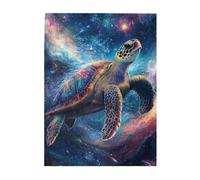 Cafemira 500 Pieces Wooden jigsaw Puzzle for Adults,A majestic sea turtle gracefully glides through the cosmic waters,Relieve Stress& Enjoy the Fun of Solving,Ideal for Relaxation and Family Fun