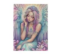 Cafemira 500 Pieces Wooden Jigsaw Puzzle For Adults,Enchanting Winged Woman,Relieve Stress& Enjoy The Fun Of Solving,Vibrant Design,Suitable For Party Game Nights And Family Recreation