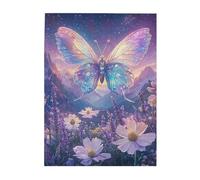 Cafemira 500 Pieces Wooden jigsaw Puzzle for Adults,Exquisite Purple Butterfly in Blooming Garden,Exercise Hands on Skills and Thinking,Party events to bring people closer together