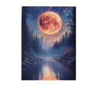 Cafemira 500 Pieces Wooden jigsaw Puzzle for Adults,Starry Sky with Moon at Center,Dreamy Celestial Nightscape,Relieve Stress& Enjoy the Fun of Solving,Exercise your hands on skills