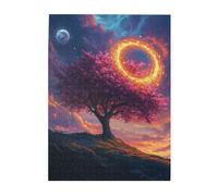 Cafemira 500 Pieces Wooden jigsaw Puzzle for Adults,There is a glowing ring on the beautiful tree,Exploratory hobbies and challenges,Creative Play & Holiday Party Gifts Artwork Wall Home Decor