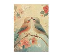 Cafemira 500 Pieces Wooden jigsaw Puzzle for Adults,Two birds,one kissing the other,Relax and Enjoy the Fun of Solving,Exercise Hands on Skills and Thinking,Ideal for Relaxation and Family Fun