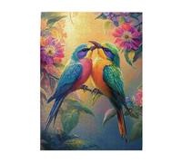 Cafemira 500 Pieces Wooden jigsaw Puzzle for Adults,Two Love birds on Treetop,Romantic Avian Couple in Canopy,Relax and Enjoy the Fun of Solving,Exercise Hands on Skills and Thinking