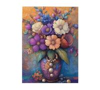 Cafemira 500 Pieces Wooden jigsaw Puzzle for Adults,Vase Bursting with Colorful Flowers,Exercise Hands on Skills and Thinking,Party events to bring people closer together,challenge to yourself