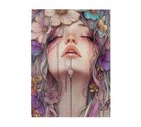 Cafemira A beautiful celestial goddess,500 Pieces Wooden jigsaw Puzzle for Adults,in the style of stained glass,Every Piece is Unique,Relieve Stress and Enjoy the Fun of Solving Puzzles