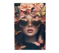 Cafemira A Beautiful Woman Wearing Sunglasses,1000 Pcs Wooden Jigsaw Puzzle,Exercise Hands On Skills And Thinking,Party Events To Bring People Closer Together,Pleasure Both Body Mind
