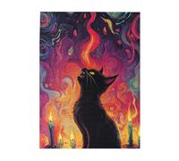 Cafemira A black cat howls at the sky,Adults Wooden Jigsaw Puzzle 500 Piece,Brainstorming for Stress Relief,Exploratory hobbies and challenges,Hands on assembly of your home decor wall art