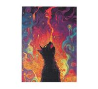 Cafemira A black cat howls at the sky,Wooden Jigsaw Puzzle 500 pcs for Adults,Hands on assembly of your home decor wall art,Deep relaxation for yourself,Use your imagination to the fullest