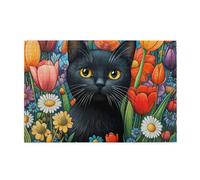 Cafemira A cat among colorful flowers,Classic animals Wooden jigsaw Puzzle 1000 pcs,Relieve Stress and Enjoy the Fun of Solving,Adult puzzles game,Party events to bring people closer together