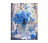 Cafemira A large bouquet of ice blue roses,Wooden Jigsaw Puzzle 500 pcs for Adults,Hands on assembly of your home decor wall art,Challenging Brain Exercise,Ideal for Relaxation and Family Fun