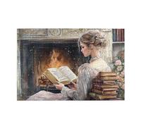 Cafemira A Noblewoman Reading By The Fireplace,Adults Vintage Wooden Jigsaw Puzzle 1000 Pieces,Relieve Stress And Enjoy The Fun Of Solving,Hands On Assembly Of Your Home Decor Wall Art