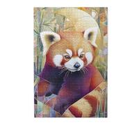 Cafemira A Red Panda In The Bamboo Forests,Wooden Jigsaw Puzzle 1000 Piece For Adult,Relieve Stress And Enjoy The Fun Of Solving,Let Your Imagination Run Wild,Great For Relaxation And Display