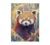 Cafemira A red panda in the bamboo forests,Wooden jigsaw Puzzle 500 Pieces for Adults,Exercise your hands on skills,Stress relieving pleasure,Every Piece is Unique,gift for animal lovers
