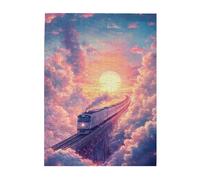 Cafemira A train run above the sky,Wooden Jigsaw Puzzle 500 pcs,Creative Activity Hobbies for Adults,Relax and Enjoy the Fun of Solving,Brain Challenge,for Family leisure and Entertainment
