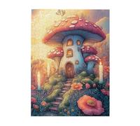 Cafemira Adult Chic Wooden Jigsaw Puzzle 500 Piece,Vibrant and colorful mushroom house,Exercise your hands on skills,Exploratory hobbies and challenges,pleasure both body and mind
