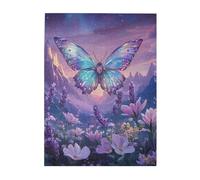 Cafemira Adult puzzle game,Exquisite Purple Butterfly in Blooming Garden,Wooden Jigsaw Puzzle 500 Pcs,Relieve stress and enjoy the fun of solving,Hands on assembly of your home decor wall art
