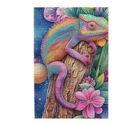 Cafemira Adult Puzzle Game,Wooden Jigsaw Puzzle 1000 Pcs,Chameleon Clinging To Tree Trunk,Master Of Camouflage In Nature,Relieve Stress And Enjoy The Fun Of Solving,Exercise Your Hands On Skills