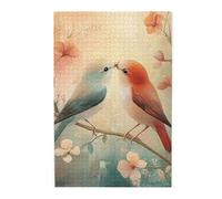 Cafemira Adult Puzzle Game,Wooden Jigsaw Puzzle 1000 Pcs,Two Birds,One Kissing The Other,Relieve Stress And Enjoy The Fun Of Solving,Exercise Your Hands On Skills,Complete With Family Friends
