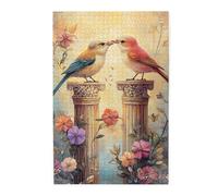 Cafemira Adult puzzle game,Wooden Jigsaw Puzzle 1000 Pcs,Two Lovebirds Perched on Post,Romantic Couple in Harmony,Relieve stress &enjoy the fun of solving,Exercise your hands on skills