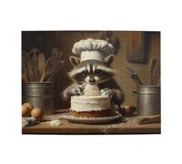 Cafemira Adult puzzles game,A cute raccoon wearing a chef's hat,Animal Wooden Jigsaw Puzzle 500 pcs,Every Piece is Unique,Exercise your hands on skills,Brainstorming for Stress Relief,
