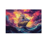 Cafemira Adult Wooden Jigsaw Puzzle 1000 pcs, A big ship full of fantasies,Relax and enjoy the fun of solving puzzles,Exercise Hands on Skills and Thinking,Every Piece is Unique,Stunning Artwork