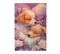 Cafemira Adult Wooden Jigsaw Puzzle 1000 Piece,A Pair Of Cute Puppies Thought They Were Sleeping Together,Exercise Hands On Skills And Thinking,Stress Relieving Pleasure,Gift For Animal Lovers