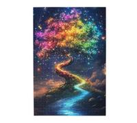 Cafemira Adult Wooden Jigsaw Puzzle 1000 Piece,A tree of life with rainbow branches,Exercise Hands on Skills and Thinking,Party events to bring people closer together,Stunning Artwork
