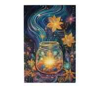 Cafemira Adult Wooden Jigsaw Puzzle 1000 Piece,A Whimsical Still Life,Featuring Glowing Glass Jar,Exercise Hands On Skills And Thinking,Party Events To Bring People Closer Together