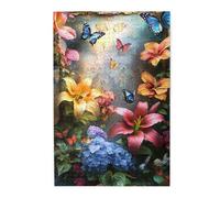 Cafemira Adult Wooden Jigsaw Puzzle 1000 Piece,Flowers & Butterflies Breaking Through Old Wall,Vibrant Art,Exercise Hands On Skills And Thinking,Party Events To Bring People Closer Together
