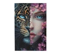 Cafemira Adult Wooden Jigsaw Puzzle 1000 Piece,One With A Leopard Face, The Other With A Woman'S Face,Relieve Stress And Enjoy The Fun Of Solving,Ideal For Relaxation And Family Fun