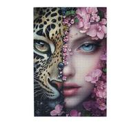 Cafemira Adult Wooden Jigsaw Puzzle 1000 Piece,One With A Leopard Face, The Other With A Woman'S Face,Exercise Hands On Skills And Thinking,Exploratory Hobbies And Challenges