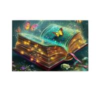 Cafemira Adult Wooden Jigsaw Puzzle 1000 Piece,Open Books And Butterflies,Every Piece Is Unique,Use Your Imagination To The Fullest,Complete With Family And Friends,Stunning Artwork