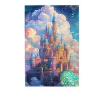 Cafemira Adult Wooden Jigsaw Puzzle 1000 Piece,Rainbow-Colored Castle,Whimsical Fantasy Fortress in Vibrant Hues,Ideal for Relaxation and Family Fun,Relax and enjoy the fun of solving puzzles