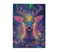 Cafemira Adult Wooden Jigsaw Puzzle 500 Piece,Mysterious Deer at Night,Exercise Hands on Skills and Thinking,Stress Relieving Pleasure,Exploratory hobbies and challenges,enjoy the process