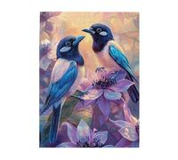 Cafemira Adult Wooden Jigsaw Puzzle 500 Piece,Two Elegant Magpies Among Flowers,Symbol of Good Fortune,Relieve Stress and Enjoy the Fun of Solving,Ideal for Relaxation and Family Fun,