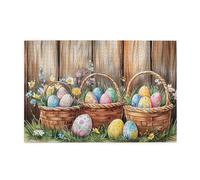 Cafemira Adults Jigsaw Puzzle,Easter Eggs In Baskets,1000 Pcs Wooden Puzzles,Hands On Assembly Of Your Home Decor Wall Art,Relax And Enjoy The Fun Of Solving,Complete With Family Friends