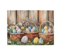 Cafemira Adults Jigsaw Puzzle,Easter Eggs In Baskets,500 Pcs Wooden Puzzles,Hands On Assembly Of Your Home Decor Wall Art,Relax And Enjoy The Fun Of Solving,Complete With Family Friends