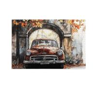 Cafemira Adults Jigsaw Puzzle,Fall Foliage And Vintage Cars,1000 Pcs Wooden Puzzles,Hands On Assembly Of Your Home Decor Wall Art,Relax And Enjoy The Fun Of Solving,Complete With Family Friends