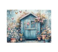 Cafemira Adults Jigsaw Puzzle,Flower Pots And Cabins,500 Pcs Wooden Puzzles,Relax And Enjoy The Fun Of Solving,Complete With Family Friends,Party Events To Bring People Closer Together