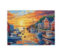 Cafemira Adults Jigsaw Puzzle,Sunset And Cruise Ship,500 Pcs Wooden Puzzles,Every Piece Is Unique,Hands On Assembly Of Your Home Decor Wall Art,Relax And Enjoy The Fun Of Solving,