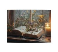 Cafemira Adults Wooden Jigsaw Puzzle 500 Pieces,An Open Book With Pressed Flowers,Relax And Enjoy The Fun Of Solving,Exercise Hands On Skills And Thinking,Ideal For Party Game Nights