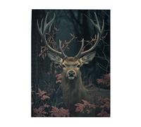 Cafemira Adults Wooden jigsaw Puzzle 500 Pieces,deer with vines in the antlers in the dark forests,Relax and enjoy the fun of solving,Exercise Hands on Skills and Thinking,Gift for Friend
