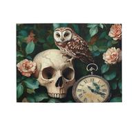 Cafemira Adults Wooden Jigsaw Puzzle 500 Pieces,Owl Perched On A Human Skull,Relax Enjoy The Fun Of Solving,Exercise Your Hands On Skills,Party Events To Bring People Closer Together