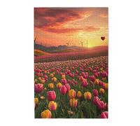 Cafemira Beautiful tulip fields Wooden Jigsaw Puzzle 1000 pcs for Adults,Relieve Stress and Enjoy the Fun of Solving,Exercise Hands-on Ability and Thinking Patience,for Party Game Nights